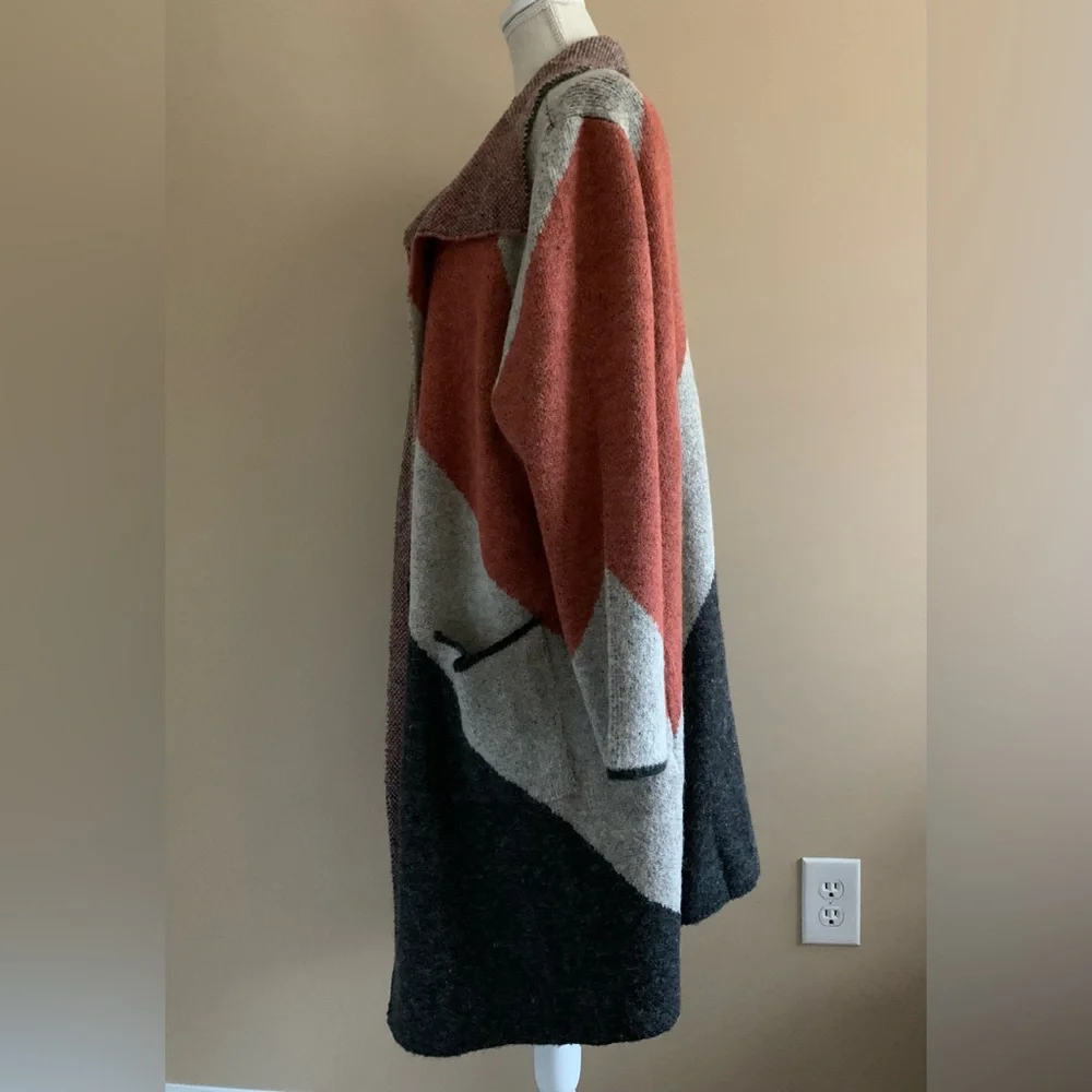 Color Block Coatigan Sweater Cardigan - Picture 5 of 10